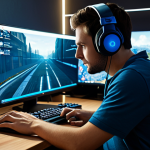 A focused gamer, fully clothed in comfortable, modest casual wear, sits intently at a desk in a modern, well-lit gaming room. Their eyes are fixed on a large monitor displaying a scene from a tactical video game, where a subtle, flickering light emanates from a hidden wall section in a dark, industrial environment. The gamer's expression shows a mix of curiosity and an 'aha!' moment of discovery, suggesting they've just noticed something extraordinary. The room is tidy and professional, with a gaming headset resting nearby. The overall image is a professional close-up. perfect anatomy, correct proportions, natural pose, well-formed hands, proper finger count, natural body proportions, high-quality, safe for work, appropriate content, fully clothed, modest, family-friendly.