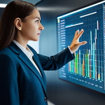 A professional female data strategist in a modest business suit, standing in a sleek, modern office. She is attentively observing large, interactive holographic displays that project abstract, colorful data visualizations representing resource management algorithms and efficiency optimization. The atmosphere is calm and focused, with soft studio lighting.
    safe for work, appropriate content, fully clothed, professional, perfect anatomy, correct proportions, natural pose, well-formed hands, proper finger count, natural body proportions, high resolution, professional photography.